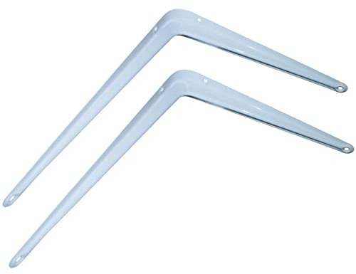 AERZETIX - C3579-2 x Regalwinkel - geprägt - zur Befestigung an der Wand - 25/30cm - Stahl - Weiß