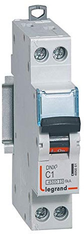 Disjoncteur 1A courbe C - 6kA - 1P+N 230V~ - vis/vis - 1 module - DNX³4500