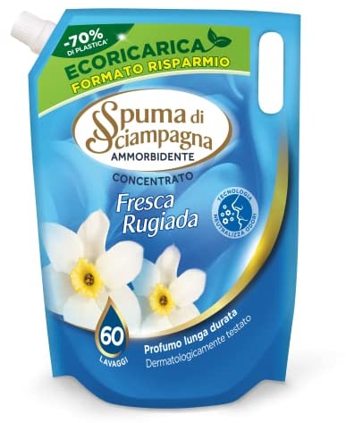 Spuma di Sciampagna Ecoricarica Ammorbidente Liquido Concentrato Fresco Puro, 60 Lavaggi, 1200 ml