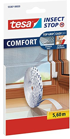 tesa Fliegengitter Klettband Ersatzrolle, weiß, 5,6m (2er Pack)