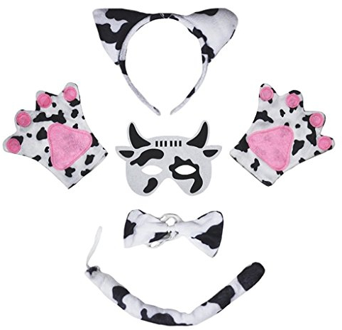 Petitebelle Traje de Máscara de 5 Piezas Diadema Bowtie Guantes de Cola Un tamaño Vaca lechera