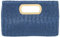 Top Handle Straw Clutch, Navy, L