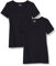 Amazon Essentials Camiseta de Manga Corta con Cuello en Pico y Corte Recto Mujer, Pack de 2, Negro, L