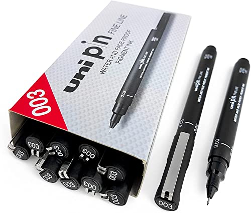 Uni Pin Fineliner Zeichenstift, schwarz, 0,03 mm, 12 Stück