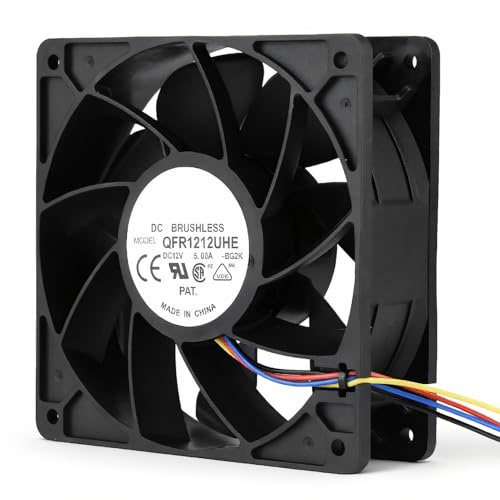 Richer-R Antminer Lüfter Kühler, Universal 12V 5A Computer Lüfter 7500 RPM Windkühlung 280,38 CFM Windkräfte,4-Pin Kühllüfter PC Lüfter Kühllüfter für Antminer S7 S9 Schwarz