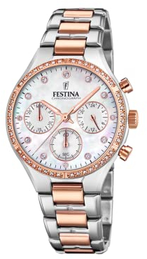 Festina Damen Chronograph Quarz Uhr mit Edelstahl Armband F20403/1