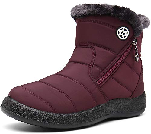 Gaatpot Stivali Donna Stivaletti Invernali Scarpe Cotone Outdoor Stivali da Neve Caldo Peluche rosso 41 EU
