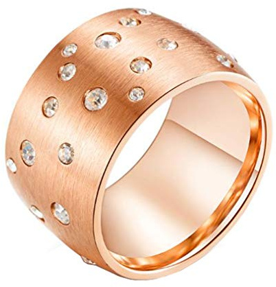 HIJONES Damen Kristall Ring aus Edelstahl mit Zirkonia