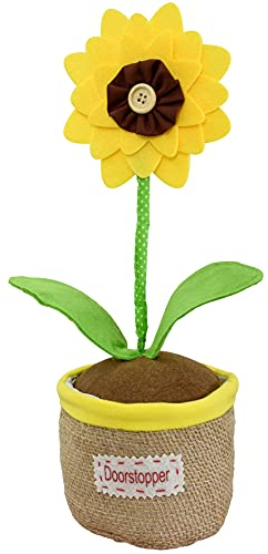 WAGNER Boden-Türstopper SUNFLOWER - Durchmesser Ø 14 x 38 cm, Handmade Qualität im Topfpflanzen Design, natürliche Textilien und Sand, liebevolle Details, 1500 g - 15519501
