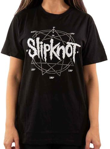 Slipknot T Shirt 9 Point Star Diamante Band Logo Official Unisex Black L