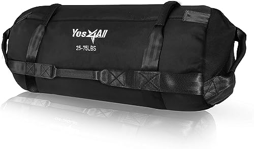 Yes4All M89B Gewichtssäcke-Sandsäcke für Fitness, Konditionierung, Crossfit mit verstellbaren Gewichten (schwarz-M), F (11kg-34kg), M