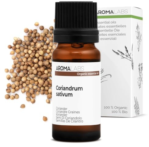 BIO - Coriander Essential Oil - 10mL - 100% Pure, Natural, Chemotyped and AB Certified - AROMA LABS (French Brand)