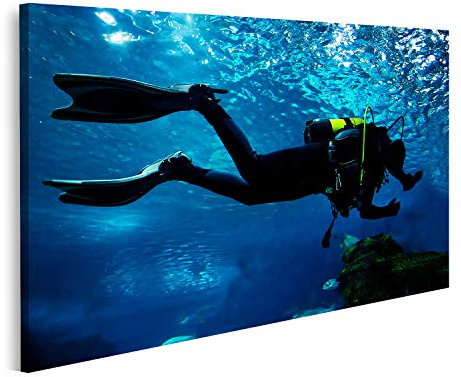 islandburner Bild auf Leinwand Taucher Im Ozean Silhouette Bilder Wandbilder Poster