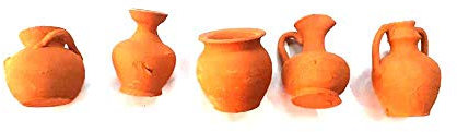 BLUSUPERSHOP 5 Amphoren Vase Höhe ca. 4-5 cm Terrakotta für Hirten Krippe San Gregorio ARMENO Mar + 1 Schlüsselanhänger