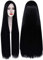 Perücke Schwarz Damen 100cm Extra Lange Haare Perücken für Frauen Gerade Mittelteil Cosplay Kostüm Anime Party Peruecke 013