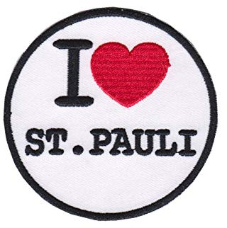 Aufnäher mit Aufschrift I Love St. Pauli, bestickt, zum Aufbügeln