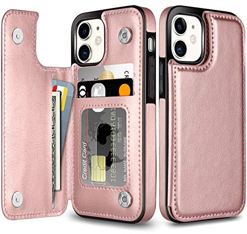 Coolden for iPhone 11 Case Shockproof Case for iPhone 11 Wallet Case Cover with Card Holder Slot Flip Folio Soft PU Leather Magnetic Closure Protective Case Cover for iPhone 11 6.1 inch (Rose Gold)