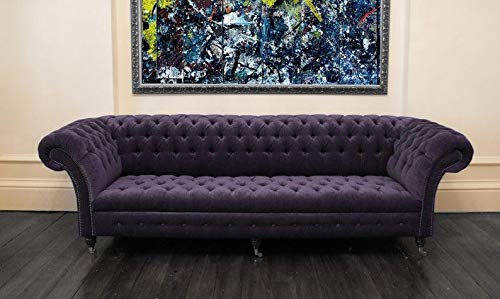 JVmoebel Design Sofa 4 Sitzer Couch Textil Polster Lila Klassische Sofas Chesterfield
