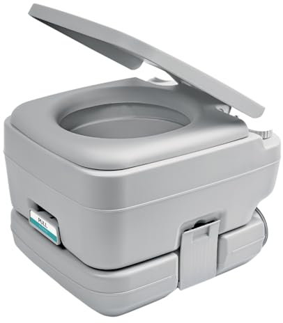 Hi-Gear Portable Flush Toilet with 13L Fresh Water & 10L Waste Tank, Lightweight, Durable, Hygienic, Easy to Clean, Ideal for in an Emergency, Camping, Festivals, Fishing Trips and Boating, Cream