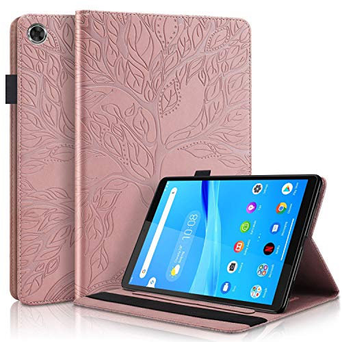 L&Btech Lenovo Tab M8 HD Funda/Smart Tab M8 Funda 8.0 Pulgada Ligero PU Cuero Flip Case Carcasa con Bolsillo de Tarjeta Soporte, para TB-8505F/ TB-8505X /TB-8505FS - Oro Rosado