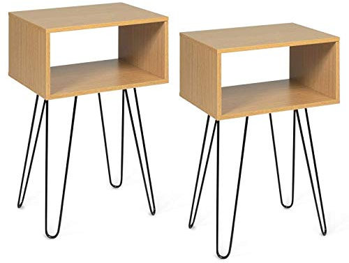 IDMarket - Lot de 2 Tables de Chevet Noemi Bois Pied épingle