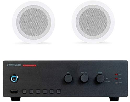 FONESTAR Pack Ahorro 50 - Amplificador PROX-15 + Pareja Altavoces DE Techo GAT-501