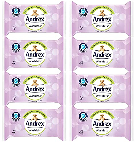 8 x 36 washlets Fragrance Free Moist Toilet Tissue Flushable Biogradable Cleaning Wipes