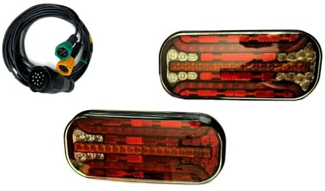 MelTruck 2x LED Rückleuchte 6-functional dynamische Blinker Laufblinker 5 PIN Bajonett mit Kabel 9m Anhängerbeleuchtung