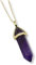 LAVISA Obelisk Halskette Gold - Luxuriöse Edelsteinkette, Anhänger, Halskette, intensive Farben, Rosenquarz, Amethyst, Kette - 55 + 5 cm (Amethyst)