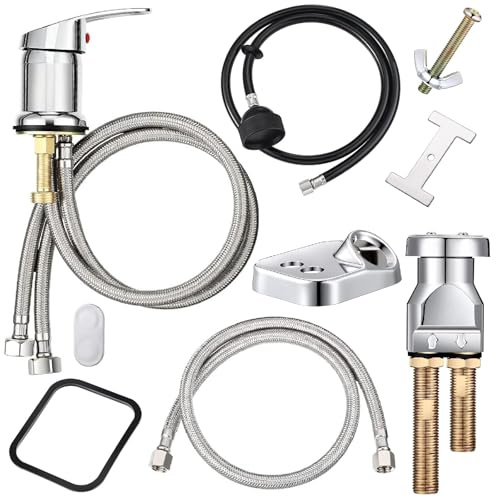 Hortsun 8 Pcs Salon Shampoo Bowl Faucet Vacuum Breaker Kit Shampoo Bowl Breaker Vacuum Set Sink Parts Replacement for Home Salon Hair Washing Station, Sink Faucet Sprayer Hose Set