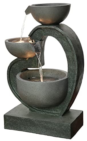 Dehner Gartenbrunnen Heart, ca. 72.5 x 45.5 x 32.5 cm, Polyresin, grau