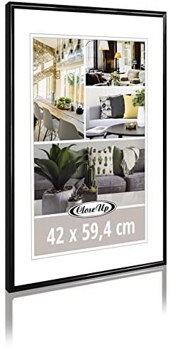 Close Up Posterrahmen DIN A2 (42 x 59,4 cm) | Kunststoff schwarz mit Rückwand | PVC-Scheibe (unzerbrechlich) Profilbreite 12 mm