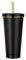 HUIEYE 750ML Gobelet Isotherme Avec Paille et Couvercle, Tasse à café en Acier Inoxydable,Réutilisable Tasses Isothermes Pailles et Brosse Nettoyage (Straw cups-black)