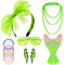 FACATH 80er Jahre Party Kostüm Zubehör Set mit Spitzen Stirnband Neon Ohrringen Fingerlosen Netzhandschuhen Damen 70er 80er Jahre Outfit Disco Zubehör (Grün)