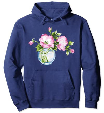 Vase à fleurs rose vintage aquarelle Sweat à Capuche