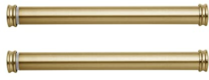 MODE Premium Collection Gardinenstange mit seitlicher Halterung, 3 cm Durchmesser, 2 Stück, mit Endkappen und Stahlwandmontage, verstellbar von 30 cm bis 50 cm, gebürstetes Gold