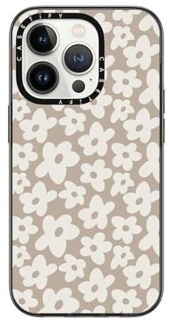 CASETiFY Compact iPhone 14 Pro Case [2X Military Grade Drop Tested / 4ft Drop Protection] - Natural Flower - Clear Black