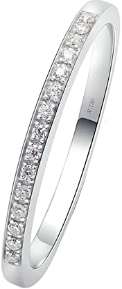 Epinki Echt Ring Weißgold 18K, Klassiker Verlobungsring mit Diamant 0.07ct, Rundschliff, Au750 Gold Hochzeitsring Diamantring für Damen, Weißgold, Gr.51