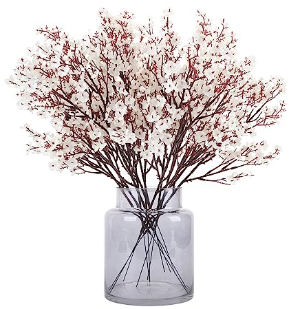 N&T NIETING künstliche Blumen, 12 Stück Schleierkraut künstlich Gypsophila Blumen für DIY Hochzeit Blumenstrauß Party Tisch Centerpieces Blumenarrangements und Home Herbst Dekoration(Weiß)