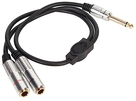 Cable Bifurcador Y Estéreo de 1/4 Pulgadas, Conector Macho Mono de 6,35 Mm a Conector Hembra Doble de 6,35 Mm, 19,7 Pulgadas de Largo