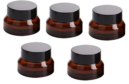 YARNOW 5pcs Brown Glass Travel Bottles Leakproof Toiletry Sprayer Bottles for Face Eye Cream Toiletries