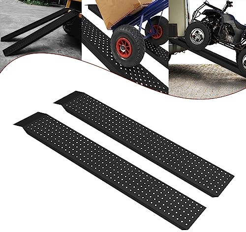 Froadp Antirutsch Auffahrrampe Verzinkt Stahl Laderampe Rampe 135x23x4,5cm Silber Auffahrschiene Verladerampen Tragbare Rampen für Auto Motorrad ATV PKW Max. Belastbarkeit 400KG pro Paar (Schwarz)