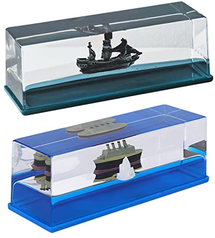2 Stück Kreuzfahrtschiff Fluid Drift Flasche - Never Sink Titanic | Das Niemals Sinkt Ornament Für Schreibtischdekoration Flüssigkeitsdriftflasche | Iceberg Boat Schwimmendes Acrylmodell, Home Decor