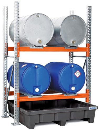 DENIOS Fassregal FRP-2014/4 für 4 Fässer à 200 Liter liegend, Grundfeld