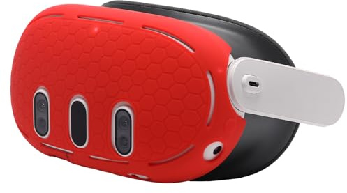 NUHFUFA Silikon-Schutzhülle für Ques3, VR-Headset, VR-Zubehör, Anti-Staub, Kratzfest, kompatibel mit Ques3 Front-Kopfhörer, Rot