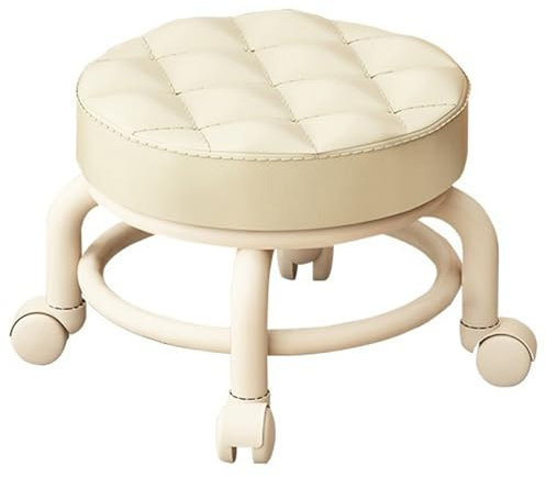 Stool On Wheels Pedicure Chair Stools to Sit On Low Rolling Stool 360° Rotary Round 10.6x9.3in Waterproof Stool On Wheels Low Noise Smooth Strong Load Rolling Chair for Hallway Living Room