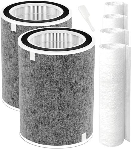 HP201 HP202 Replacement Filter Compatible with Shark HP200 Series, HP302 & HC502 Air Pu-rifier MAX, 3-in-1 H13 Grade HEPA Filter, Part #HE2FKBAS, HE2FKBASMB (2-Pack)