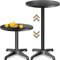 CASARIA® Mesa Alta Bar 2en1 Plegable Altura Regulable 70cm/115cm Aluminio Acero INOX. Ø 60cm Negro Bistro Fiesta Jardín