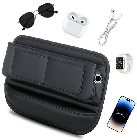 EUIOOVM Autositz Organizer, Aufbewahrungsbox für Autositze, Multifunktionaler Autositz Lückenfüller Organizer, PU Leder Car Seat Gap Filler für Handys, Brillen, Geldbörse, Karten, Münz