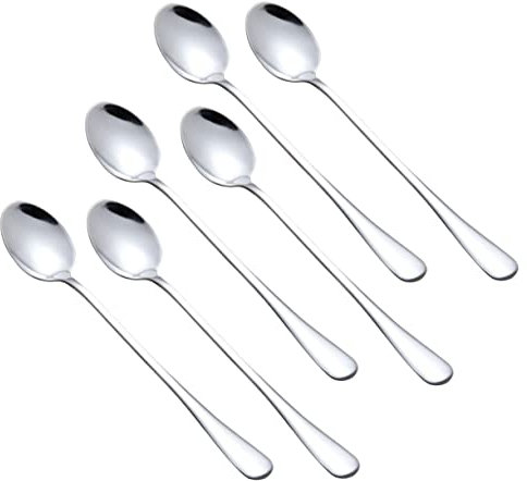 IMIKEYA 6 Stk Küchenutensilien Metall Nachtisch Kaffeelöffel Umrühren Löffel Aus Edelstahl Rührlöffel Tee Edelstahllöffel Dessertlöffel Milch Mischen Besteck Langen Griff Esslöffel